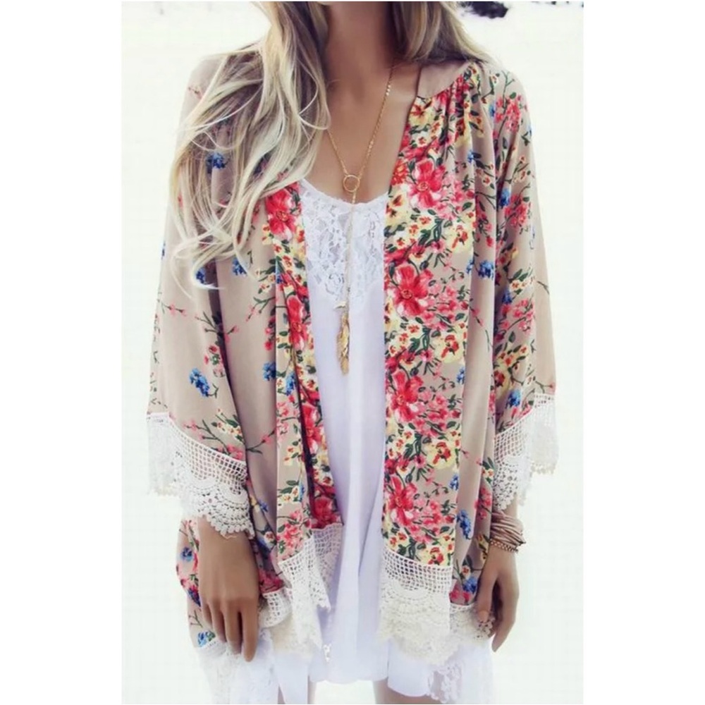 Floral & Lace Boho Kimono